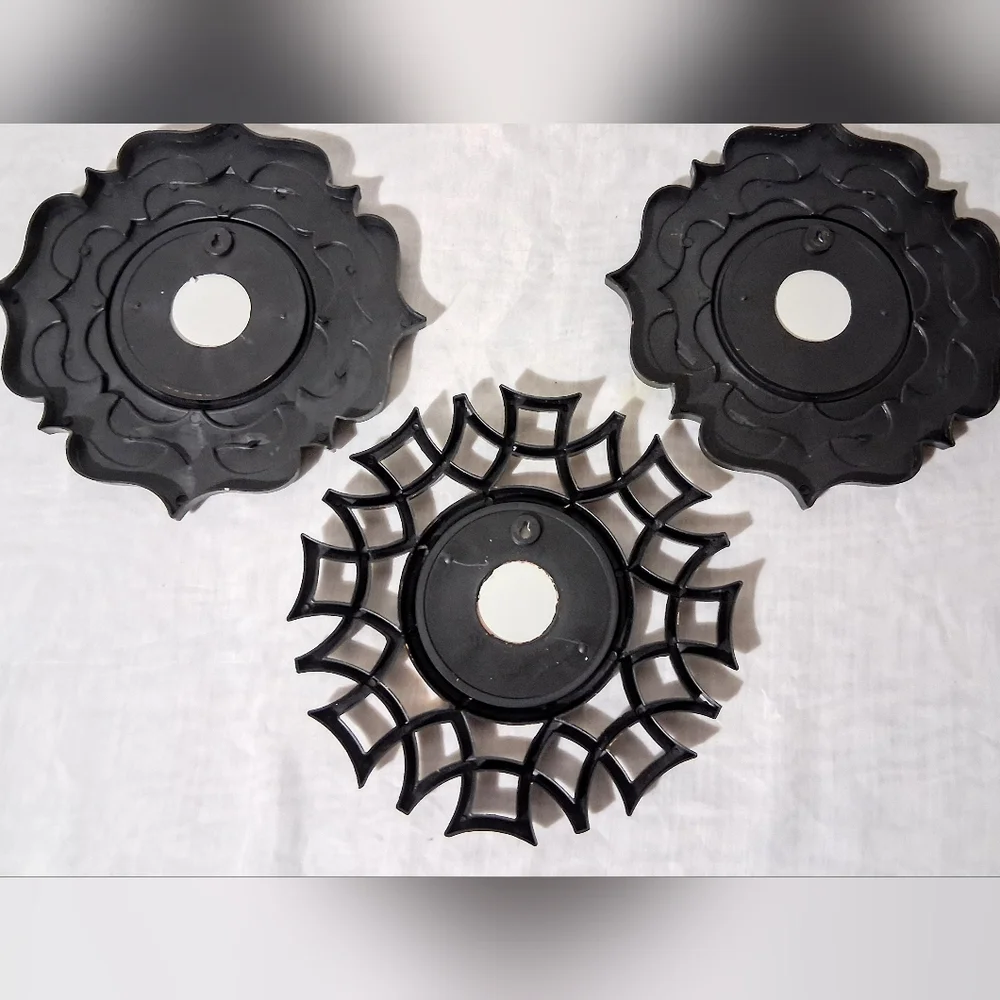 Grouping Of 3 Black & Gold Wall Decor/Mirrors